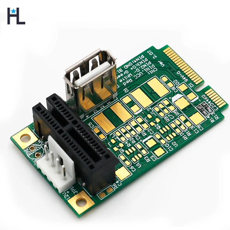 Mini PCI E к pci Express 1X с USB переходником 4 контактный вход питания поддержка передачи