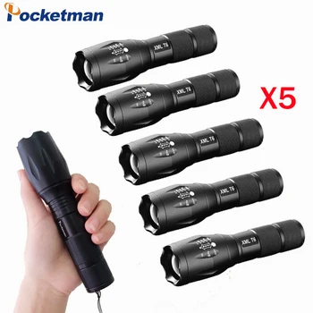 

5 Pack Super Bright Tactical Flashlight LED Lantern XM-L T6 LED Torch Zoomable 5000 Lumen 5 Modes For 18650 or 3xAAA Battery