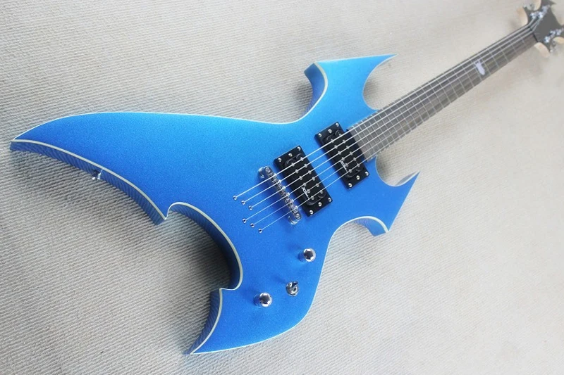 Blue Unusual Shape Electric Guitar with Rosewood Fretboard,String-thru-body,Chrome Hardwares,offering customized services
Blue Unusual Shape Electric Guitar with Rosewood Fretboard,String-thru-body,Chrome Hardwares,offering customized services