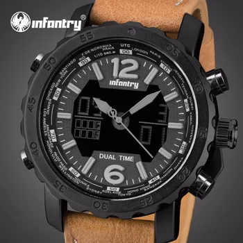 INFANTRY Mens Watches Top Brand Luxury Army Leather Sport Watches for Men LED Analog Digital Military Watch Men
INFANTRY Mens Watches Top Brand Luxury Army Leather Sport Watches for Men LED Analog Digital Military Watch Men