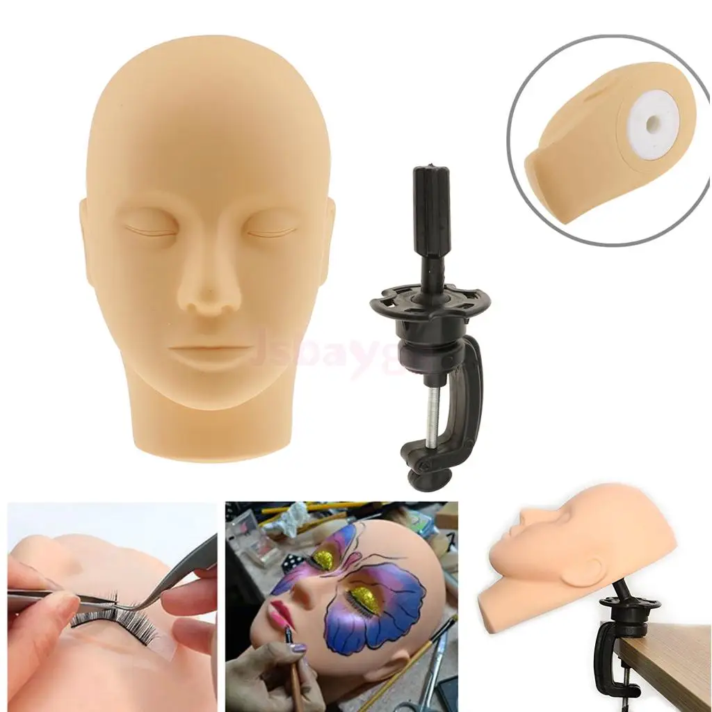 Soft Silicone Eyelashes Massage Face Painting Practice Training Mannequin Manikin Head + Black Desk Table C Clamp Holder
Soft Silicone Eyelashes Massage Face Painting Practice Training Mannequin Manikin Head + Black Desk Table C Clamp Holder