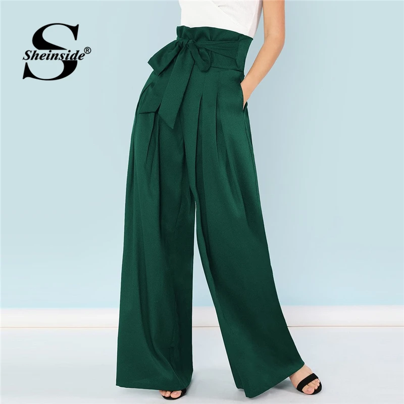 Sheinside High Waist Wide Leg Pants Women Loose Trousers 2019 Green Elegant Office Lady Self Belted Box Pleated Palazzo Pants
Sheinside High Waist Wide Leg Pants Women Loose Trousers 2019 Green Elegant Office Lady Self Belted Box Pleated Palazzo Pants