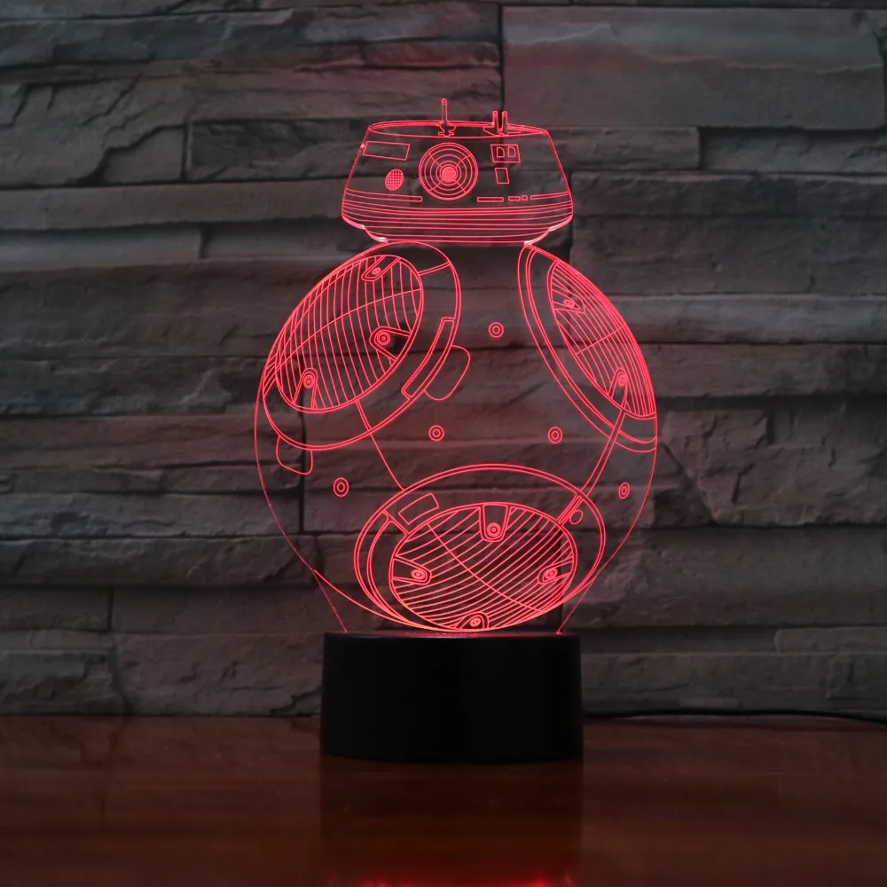 

New BB8 Robot 3D LED Light Desk Table Halloween Decoration Gift Kid Graduation Holiday USB 7 Colors Change Lava Lamp Drop Ship