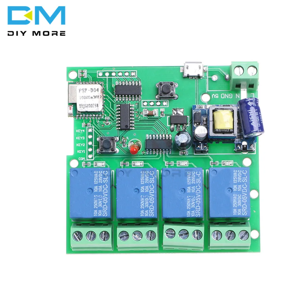 220V 4Channel 4CH wireless Wifi Relay Module Phone APP Remote Control WIFI Switch Jog SelfLock Interlock 433M For Android forIOS
220V 4Channel 4CH wireless Wifi Relay Module Phone APP Remote Control WIFI Switch Jog SelfLock Interlock 433M For Android forIOS
