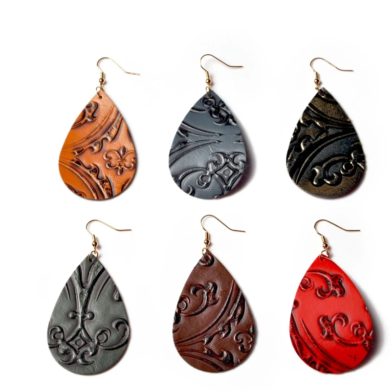 Genuine Water Drop Pu Leather Earrings 6 Colors Flower Print Design Real Leather Dangle Earring Teardrop Ear Jewelry For Women
Genuine Water Drop Pu Leather Earrings 6 Colors Flower Print Design Real Leather Dangle Earring Teardrop Ear Jewelry For Women