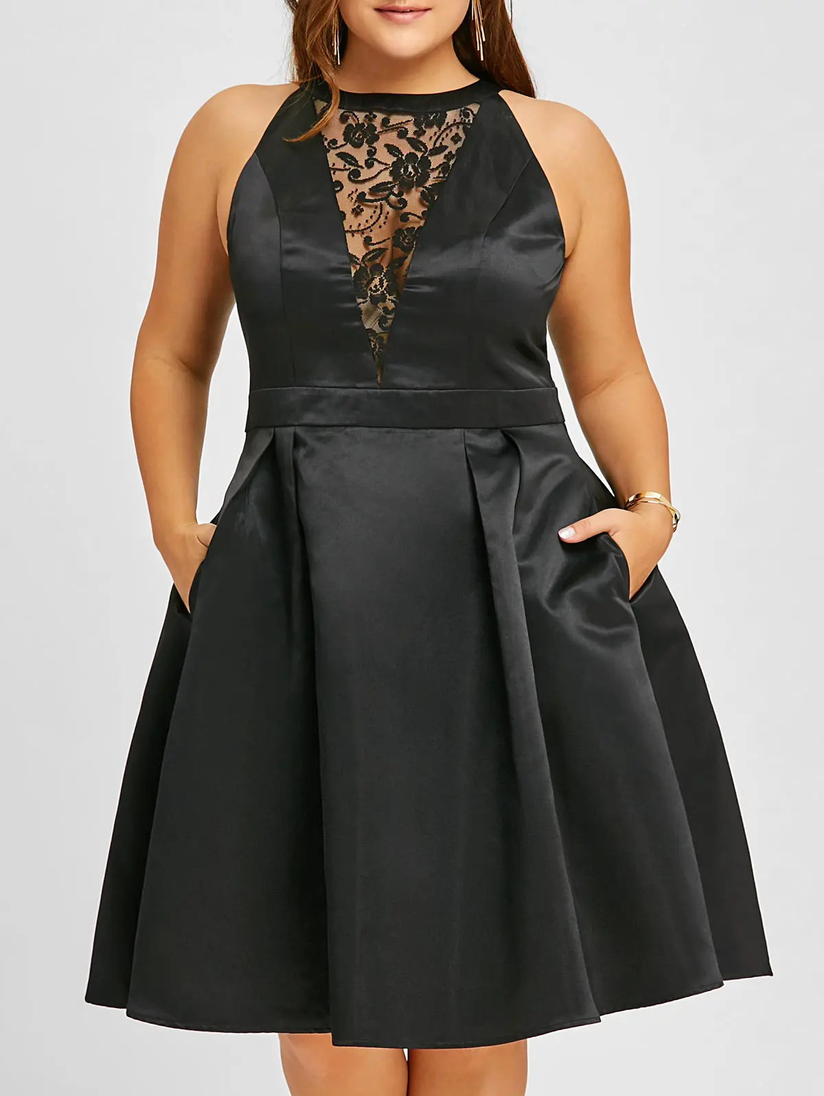 Wipalo Sexy Women Large Size Lace Insert Sleeveless Swing Dress Ladies O-Neck Party Hollow Out Vestidos Female Plus Size 5XL
Wipalo Sexy Women Large Size Lace Insert Sleeveless Swing Dress Ladies O-Neck Party Hollow Out Vestidos Female Plus Size 5XL