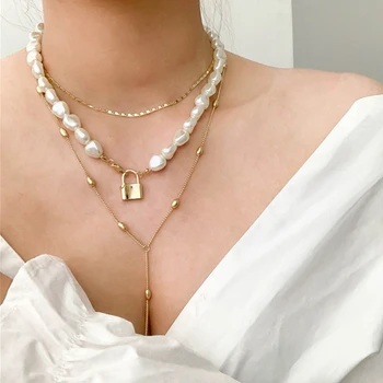 HUANZHI 2019 Hip Hop Multi-layer Imitation Irregular Pearls Chain Metal Beads Line Lock Chain Necklace for Women Jewelry
HUANZHI 2019 Hip Hop Multi-layer Imitation Irregular Pearls Chain Metal Beads Line Lock Chain Necklace for Women Jewelry