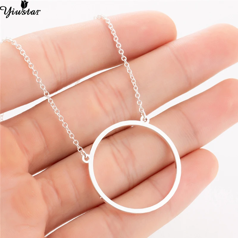 Yiustar Extremely Simple Circle Necklace Hollow Round Pendant Stainless Steel Women Necklace Girls Jewelry Best collane donna 
Yiustar Extremely Simple Circle Necklace Hollow Round Pendant Stainless Steel Women Necklace Girls Jewelry Best collane donna