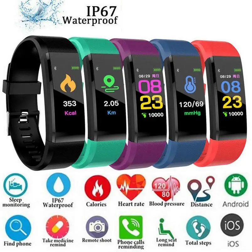 115Plus Smart Watch Wrist Wristband Bracelet Fitness Tracker Heart Rate Monitor For Sports
115Plus Smart Watch Wrist Wristband Bracelet Fitness Tracker Heart Rate Monitor For Sports