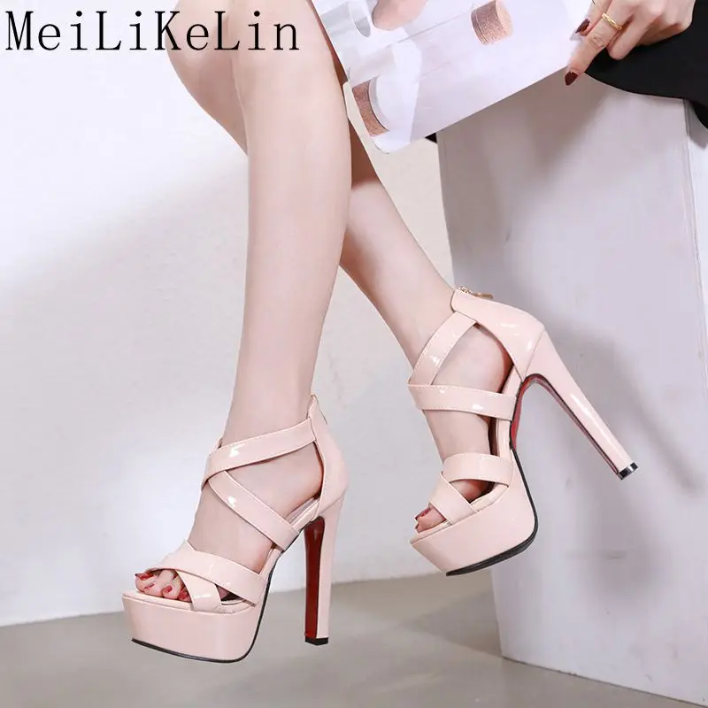 Sexy 14 CM Too-high Heels Gladiator Cross Belt Sandals Red Sole Platform Extra High Heels Party Stage Shoes Women Pink Sandales
Sexy 14 CM Too-high Heels Gladiator Cross Belt Sandals Red Sole Platform Extra High Heels Party Stage Shoes Women Pink Sandales