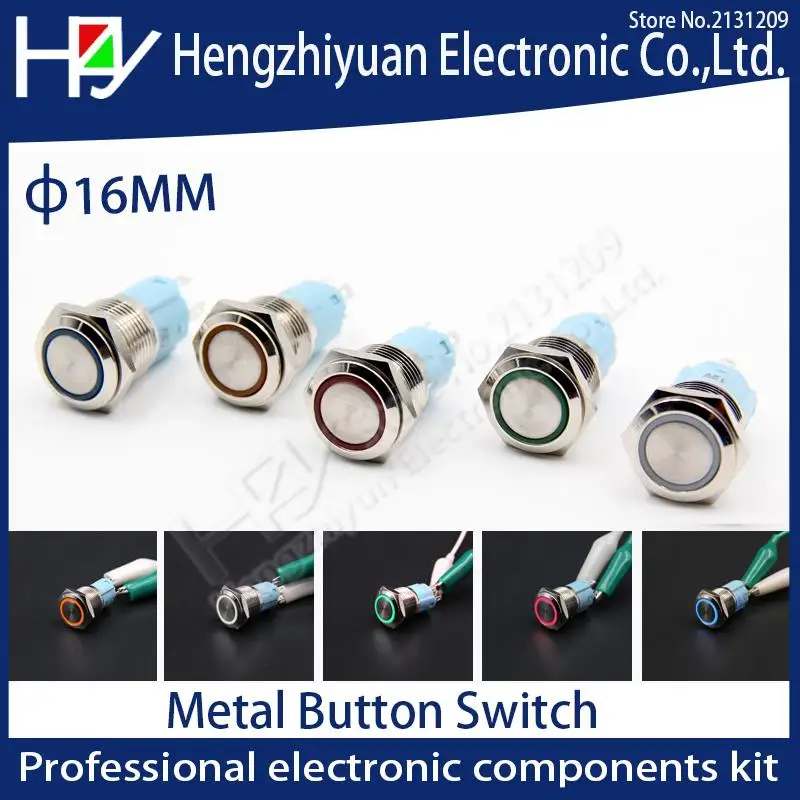 Hzy 5V12V24V220V Metal push button switch with light 16mm flat head self-reset Momentary Push Button waterproof LED metal switch
Hzy 5V12V24V220V Metal push button switch with light 16mm flat head self-reset Momentary Push Button waterproof LED metal switch