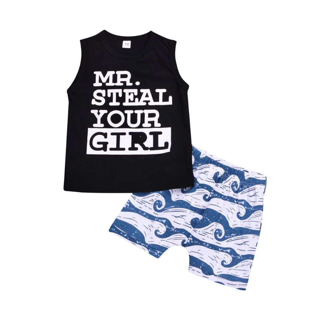 2019 Summer Baby Boys 2PC clothes set MR. STEAL YOUR GIRL Printed tops fashion Kids outfits
2019 Summer Baby Boys 2PC clothes set MR. STEAL YOUR GIRL Printed tops fashion Kids outfits