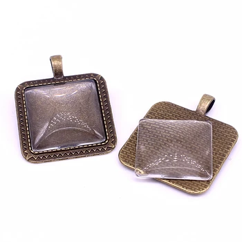 6set Antique Bronze Square 33*41mm(Fit 25*25mm dia) Pendant Blanks Fit Jewelry Making Charms + Clear Glass Cabochons 7D1224
6set Antique Bronze Square 33*41mm(Fit 25*25mm dia) Pendant Blanks Fit Jewelry Making Charms + Clear Glass Cabochons 7D1224