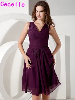 2019 Simple Grape Short A-line Ruched Chiffon Beach Bridesmaid Dresses With Straps V Neck Sleeveless Women Wedding Party Dress
2019 Simple Grape Short A-line Ruched Chiffon Beach Bridesmaid Dresses With Straps V Neck Sleeveless Women Wedding Party Dress