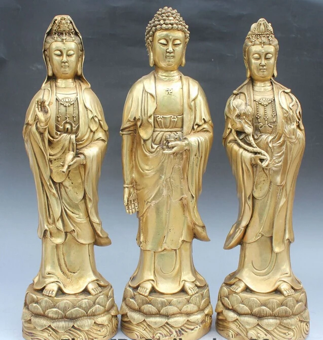 xiuli 003296 17" Tibet Bronze Stand Lotus Western Shakyamuni Kwan-yin God Buddha Statue Set
xiuli 003296 17" Tibet Bronze Stand Lotus Western Shakyamuni Kwan-yin God Buddha Statue Set