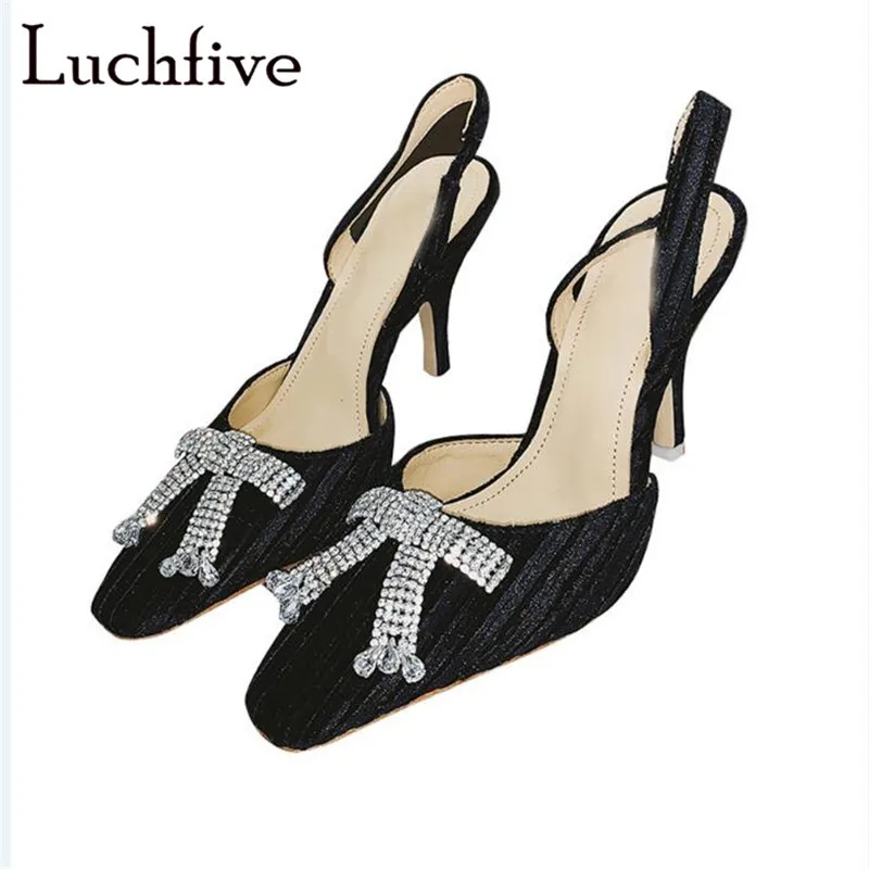Jeweled Butterfly Knot Velvet Sandals Woman Thin High Heels Pointy Toe Slingbacks Party Shoes Black Slip On Sandals Feminina
Jeweled Butterfly Knot Velvet Sandals Woman Thin High Heels Pointy Toe Slingbacks Party Shoes Black Slip On Sandals Feminina