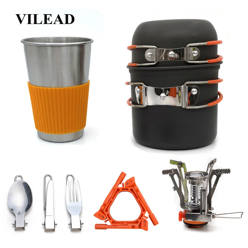 VILEAD Portable Camping Cookware Set Bushcraft Outdoor Hiking Cooking with Folding Pots Tableware Cup Knife Fork Spoon Gas stove
VILEAD Portable Camping Cookware Set Bushcraft Outdoor Hiking Cooking with Folding Pots Tableware Cup Knife Fork Spoon Gas stove
