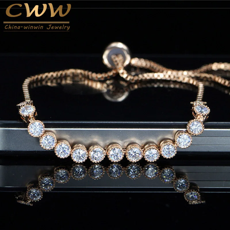 CWWZircons Brilliant Round Cubic Zirconia Adjustable Chain Bracelet Bangle With Rose Gold Color CZ Jewelry For Girls CB185
CWWZircons Brilliant Round Cubic Zirconia Adjustable Chain Bracelet Bangle With Rose Gold Color CZ Jewelry For Girls CB185