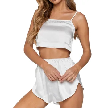 Women Sexy Sleepwear Lingerie Silk Satin Loose Casual White Pajamas Camisole Set New summer E1
Women Sexy Sleepwear Lingerie Silk Satin Loose Casual White Pajamas Camisole Set New summer E1