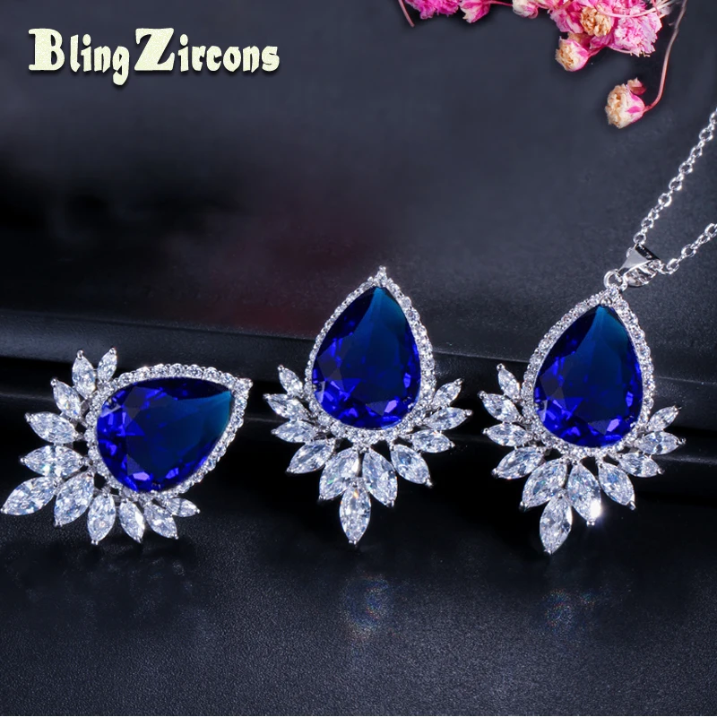 BeaQueen Brand Royal Jewelry Sets Big Dark Blue and White Cubic Zirconia Crystal Earrings Necklace Set for Women Gift JS002
BeaQueen Brand Royal Jewelry Sets Big Dark Blue and White Cubic Zirconia Crystal Earrings Necklace Set for Women Gift JS002