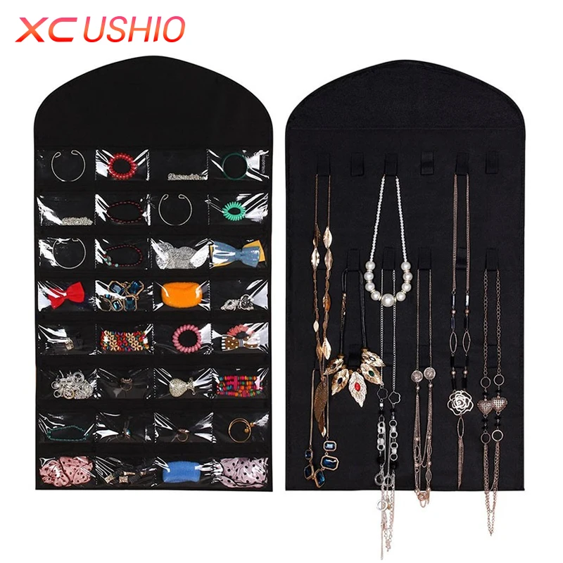 32 Pockets Jewelry Hanging Organizer Earrings Necklace Jewelry Display Holder Dual Sided Jewellery Storage Bag Display Pouch
32 Pockets Jewelry Hanging Organizer Earrings Necklace Jewelry Display Holder Dual Sided Jewellery Storage Bag Display Pouch