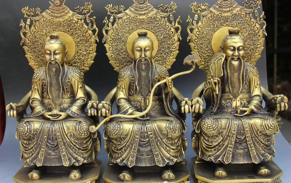 16"Pure Bronze Taoist Talisman Statue SanQing Emperor 3 God Full Set Ruyi Fa Qi
16"Pure Bronze Taoist Talisman Statue SanQing Emperor 3 God Full Set Ruyi Fa Qi