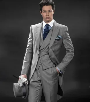 Custom Made Morning Suits Light Grey Groom Tailcoat Groomsman Men's Wedding Prom Suits (Jacket+Pants+Vest+Tie) H:039
Custom Made Morning Suits Light Grey Groom Tailcoat Groomsman Men's Wedding Prom Suits (Jacket+Pants+Vest+Tie) H:039
