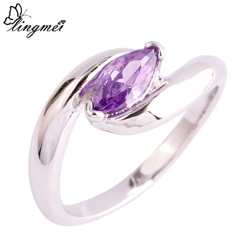 lingmei Wholesale New Jewelry Purple Cubic Zirconia Silver Ring Size 6 7 8 9 10 11 Fashion Women Wedding Rings Drop Shipping
lingmei Wholesale New Jewelry Purple Cubic Zirconia Silver Ring Size 6 7 8 9 10 11 Fashion Women Wedding Rings Drop Shipping