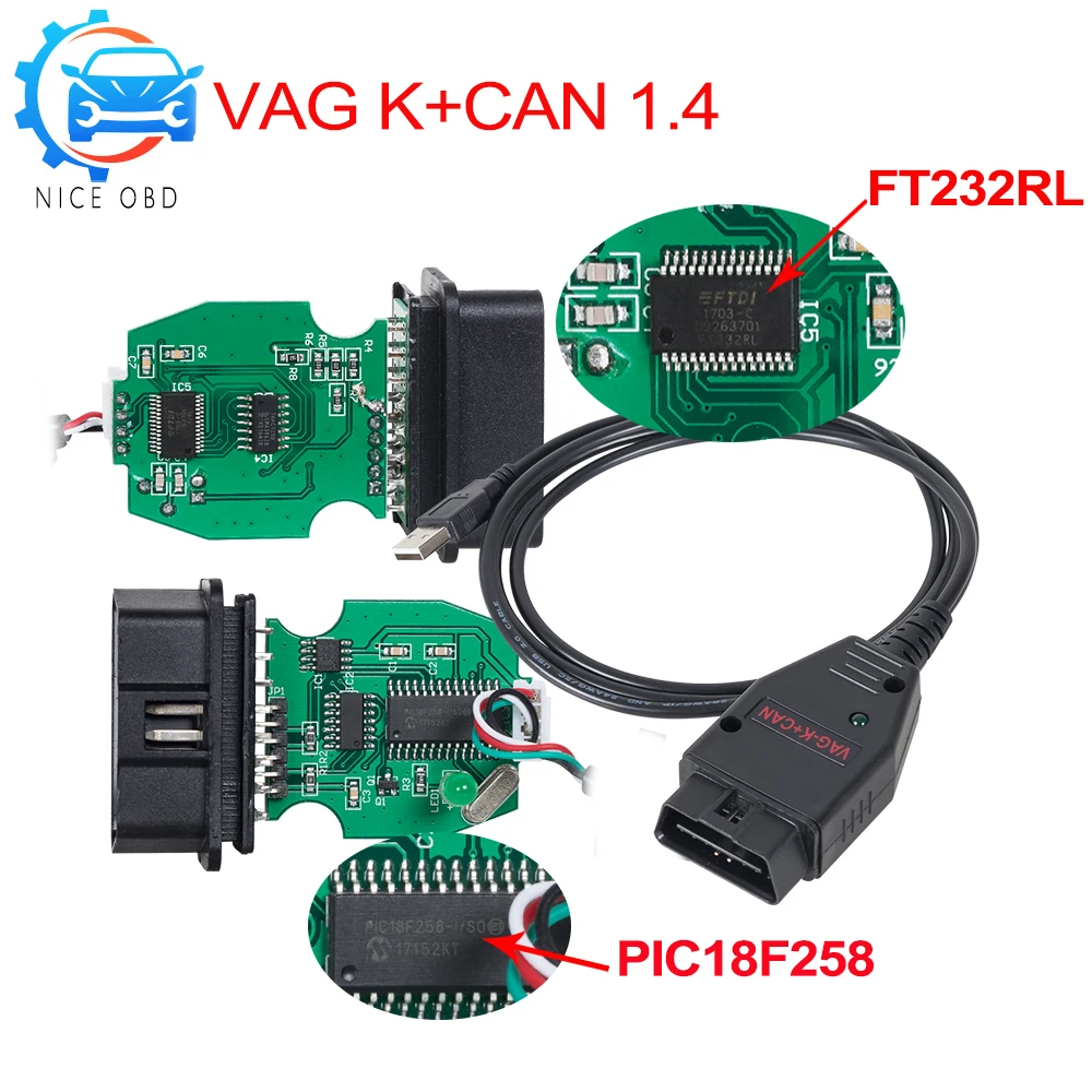 VAG Com v 1.4 commander k+can OBD 2 USB Scanner work on Windows Software vag-com CAN K-line commander 1.4 cable For vw/Seat/Audi
VAG Com v 1.4 commander k+can OBD 2 USB Scanner work on Windows Software vag-com CAN K-line commander 1.4 cable For vw/Seat/Audi