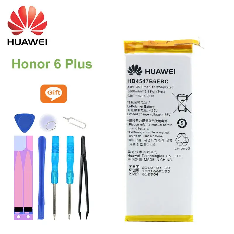 Huawei Original Battery HB4547B6EBC 3500mAh for Huawei Honor 6 Plus PE-TL20 PE-TL10 PE-CL00 PE-UL00 Phone Replacement Batteries
Huawei Original Battery HB4547B6EBC 3500mAh for Huawei Honor 6 Plus PE-TL20 PE-TL10 PE-CL00 PE-UL00 Phone Replacement Batteries