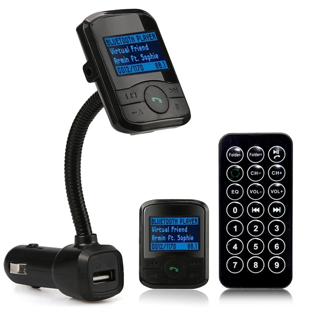 

LCD Car Kit MP3 Bluetooth v3.0 Player Handsfree With Microphone FM Transmitter Modulator SD MMC USB Remote Droship 10jul 10