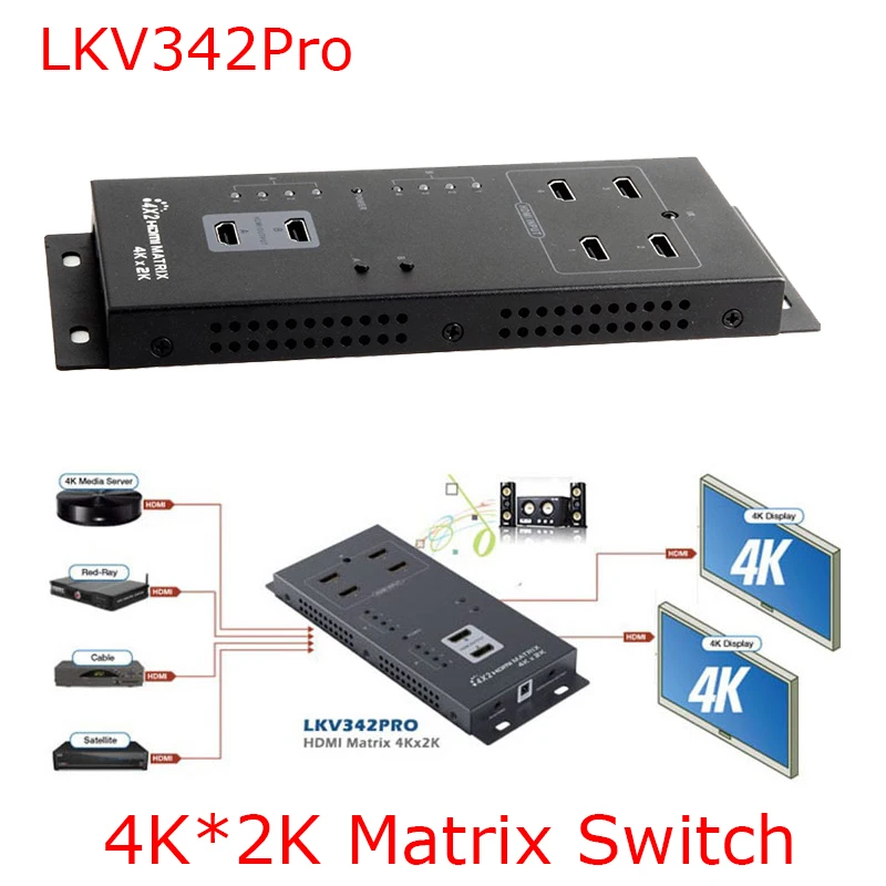 LKV342Pro 1080P 4K x 2K HDMI настенный матрица 4x2 Переключатель сплиттер (4 в 2 выхода) ИК-пульт