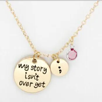 10PCS/LOT Gold Color My Story isn't Over Yet Charm Semi Colon Necklace Mental Health Awareness Jewelry Christmas Gift
10PCS/LOT Gold Color My Story isn't Over Yet Charm Semi Colon Necklace Mental Health Awareness Jewelry Christmas Gift