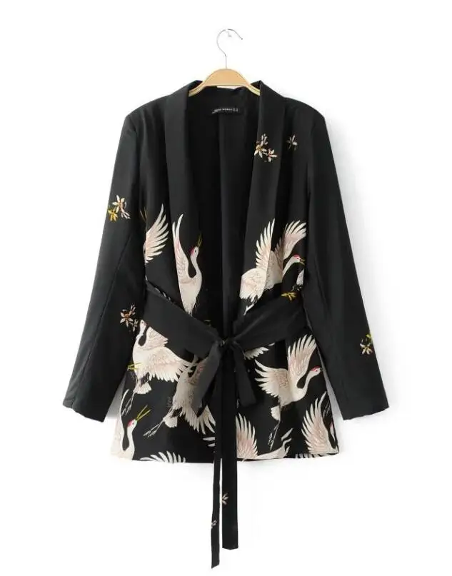Fashion Women Red Crowned Crane printing Kimono style jacket Casual Long sleeve Coat Vintage Knotted belt Loose Tops
Fashion Women Red Crowned Crane printing Kimono style jacket Casual Long sleeve Coat Vintage Knotted belt Loose Tops