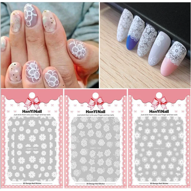 5 Sheets White Lace Flower 3D Nail Art Stickers Decals Self Adhesive DIY Charm Design Manicure Nail Art Decorations Hot Sale
5 Sheets White Lace Flower 3D Nail Art Stickers Decals Self Adhesive DIY Charm Design Manicure Nail Art Decorations Hot Sale