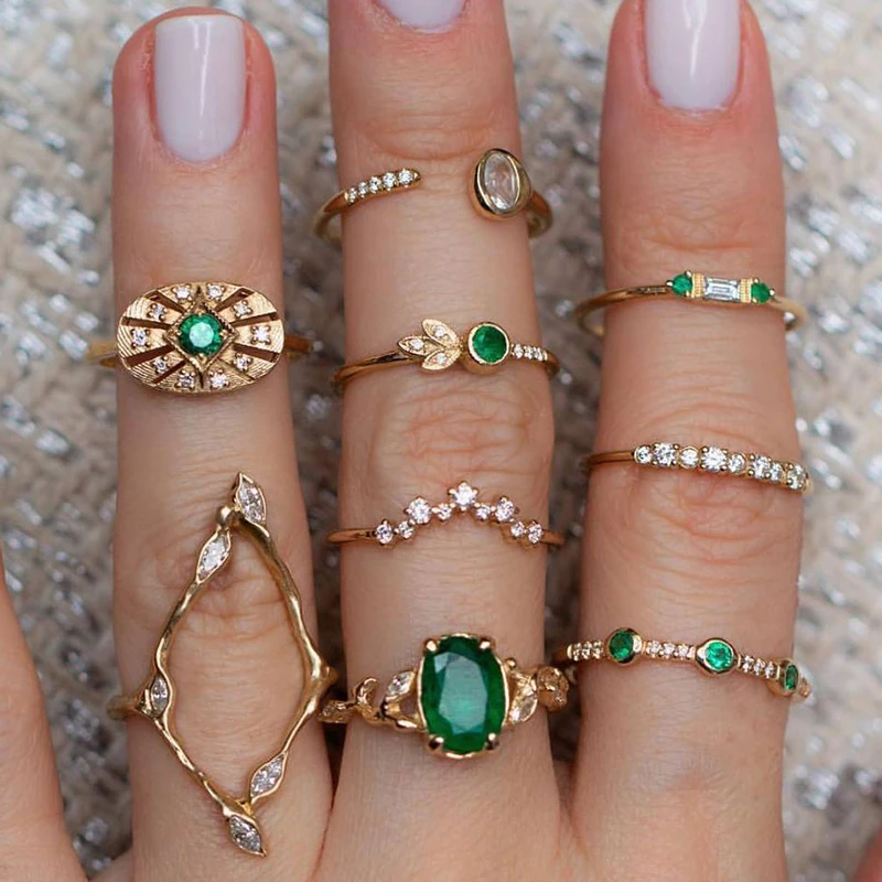 9 Pcs/ Set Women Classic Round Hollow Geometric Gem Crystal Open Gold Joint Ring Set Exquisite Party Wedding Jewelry Accessories
9 Pcs/ Set Women Classic Round Hollow Geometric Gem Crystal Open Gold Joint Ring Set Exquisite Party Wedding Jewelry Accessories