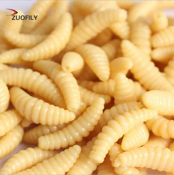 Promotion 50PCS 2cm 0.3g maggot Grub Soft Fishing Lure hooks smell Worms Glow Shrimps Fish Lures