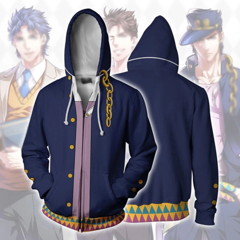 Anime JoJo's JOJO Bizarre Adventure Kujo Jotaro Sweatshirt Men Adult Casual Hooded Zipper Hoodies Cosplay Costume Spring Coat
Anime JoJo's JOJO Bizarre Adventure Kujo Jotaro Sweatshirt Men Adult Casual Hooded Zipper Hoodies Cosplay Costume Spring Coat