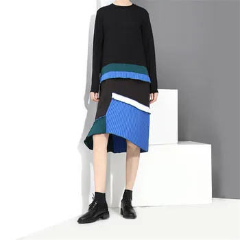 2018 Women Korean Assymmetrical Pleated Dress Hit Color Stitching Long Sleeves Casual Dress Chic Fashion Autumn Dress Vestidos
2018 Women Korean Assymmetrical Pleated Dress Hit Color Stitching Long Sleeves Casual Dress Chic Fashion Autumn Dress Vestidos