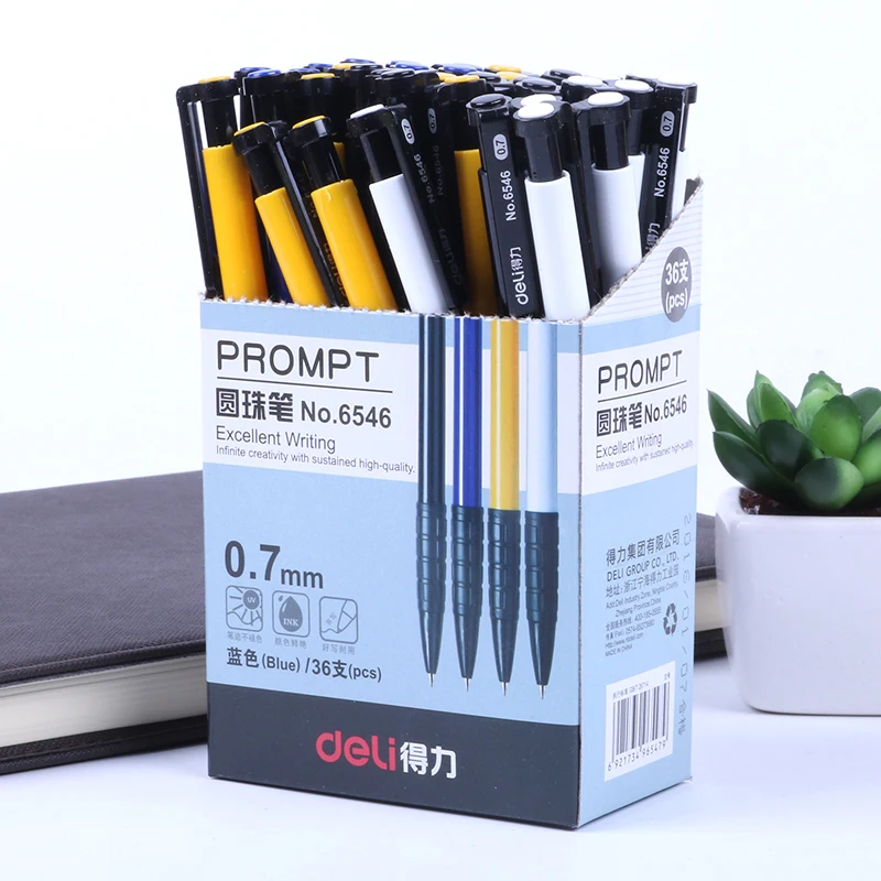 Wholesale 36PC/BOX Deli 6546 0.7mm Pressed Ballpoint Pen Student Stationery Items Office and School Supplies Free Shipping
Wholesale 36PC/BOX Deli 6546 0.7mm Pressed Ballpoint Pen Student Stationery Items Office and School Supplies Free Shipping