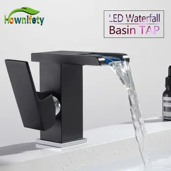 LED Waterfall Black Basin Faucet Bath Vanity Sink Tap Hot Cold Waitch Tap Single Handle Modern type Water with different color
LED Waterfall Black Basin Faucet Bath Vanity Sink Tap Hot Cold Waitch Tap Single Handle Modern type Water with different color