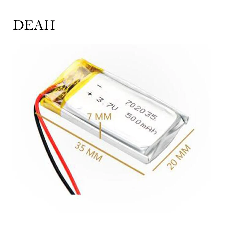 3.7V 500mAh 702035 Lithium Polymer Li-Po Rechargeable Battery For bluetooth speaker MP5 GPS DVD PDA PDA LED Light Li-ion Cell
3.7V 500mAh 702035 Lithium Polymer Li-Po Rechargeable Battery For bluetooth speaker MP5 GPS DVD PDA PDA LED Light Li-ion Cell