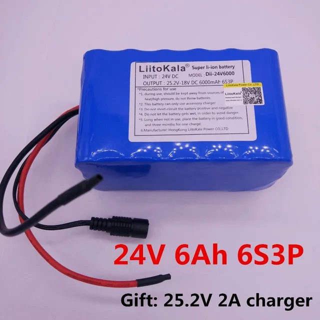 HK 6S3P LiitoKala 24 V 6Ah Bateria 25.2 V Bateria 18650 6000 mAh Bateria Recargable Para GPS Navigator/Golf Coche/Bici Electrica
HK 6S3P LiitoKala 24 V 6Ah Bateria 25.2 V Bateria 18650 6000 mAh Bateria Recargable Para GPS Navigator/Golf Coche/Bici Electrica