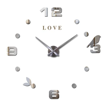 3D Quartz Silent Wall Clocks Home Decor Birds Large Clock Self-adhesive DIY Mirror Acrylic Stickers Love English Letters
3D Quartz Silent Wall Clocks Home Decor Birds Large Clock Self-adhesive DIY Mirror Acrylic Stickers Love English Letters