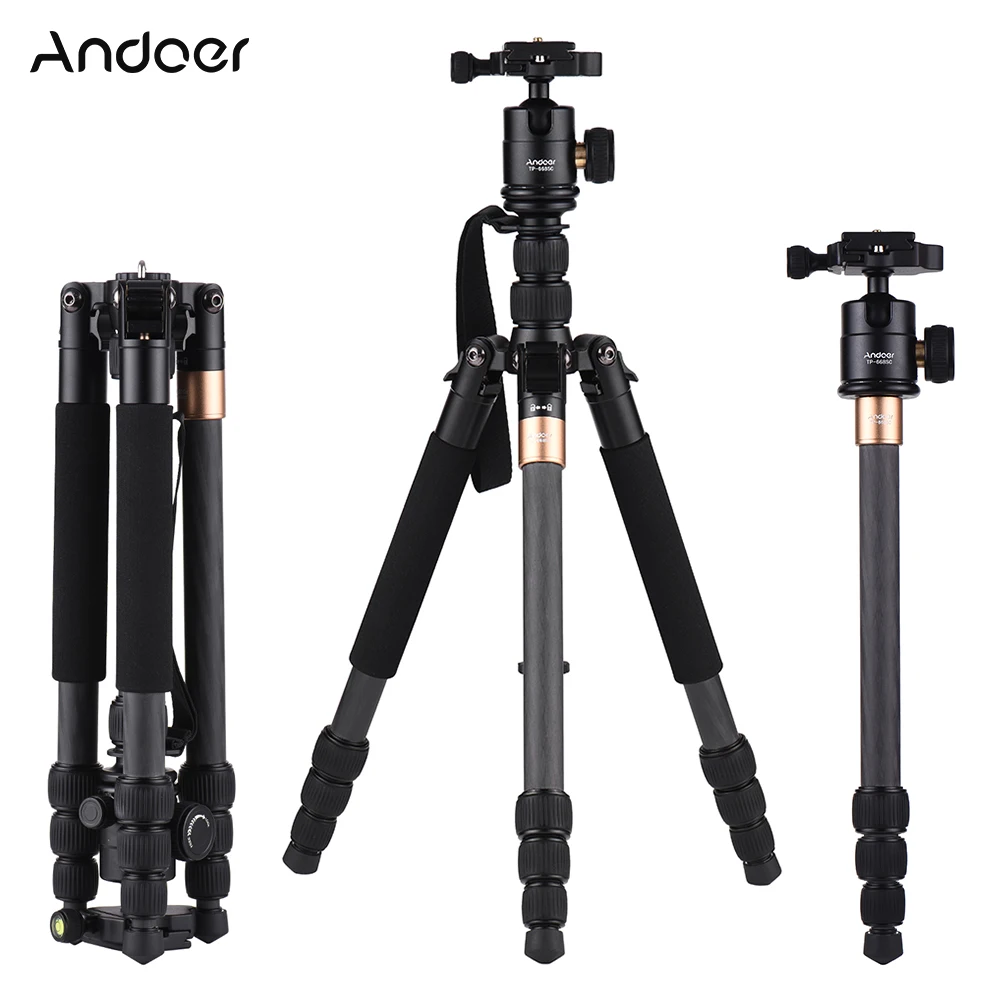 

Andoer TP-668SC Tripod Portable Carbon Fiber Photography Travel Tripod Monopod w/Panoramic Ball Head for Canon Nikon Sony DSLR