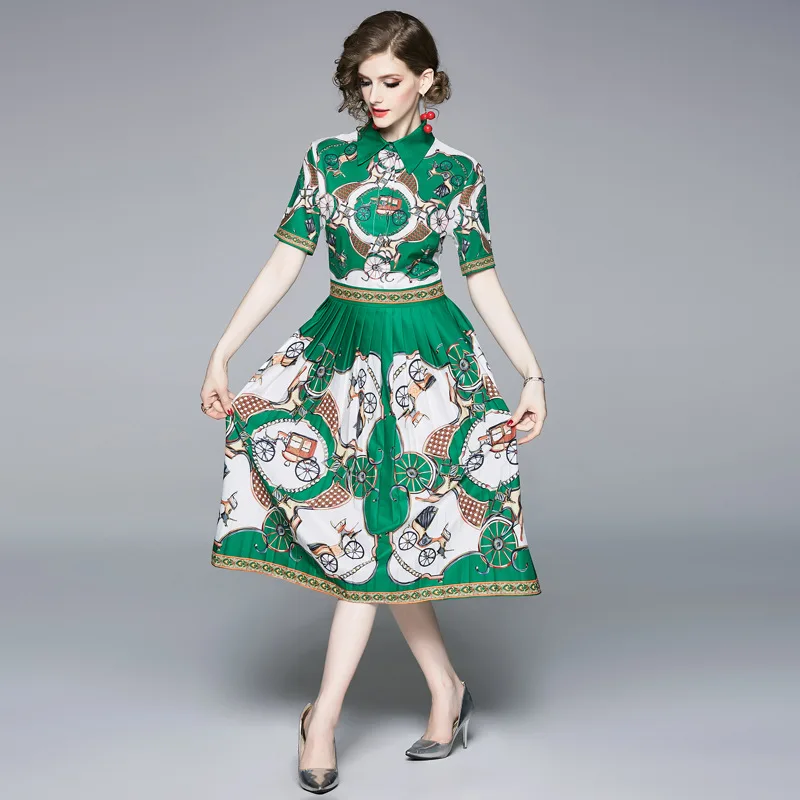 New Women Summer Vintage Dress Midi-calf Pleated Dress Ladies Print Elegant Slim Party Dresses Vestidos
New Women Summer Vintage Dress Midi-calf Pleated Dress Ladies Print Elegant Slim Party Dresses Vestidos