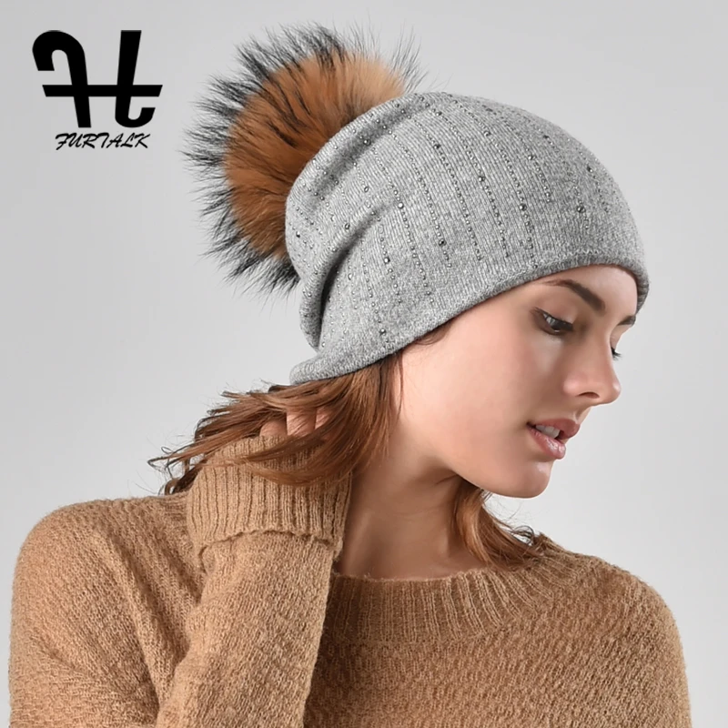 FURTALK Knitted Beanie Hat Women Rabbit Fur pompom Hat Cap Winter Autumn Slouchy Fur Hats for Female 2019
FURTALK Knitted Beanie Hat Women Rabbit Fur pompom Hat Cap Winter Autumn Slouchy Fur Hats for Female 2019