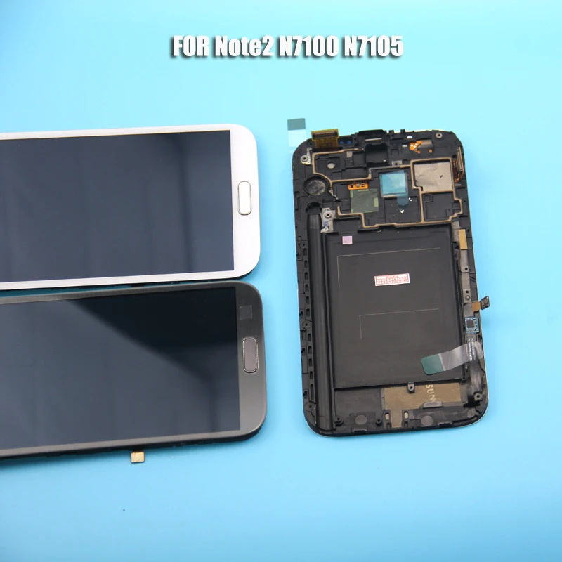 N7100 N7105 ЖК-дисплей для Samsung Galaxy Note2 Note 2 сенсорный экран дигитайзер рамка в сборе |
