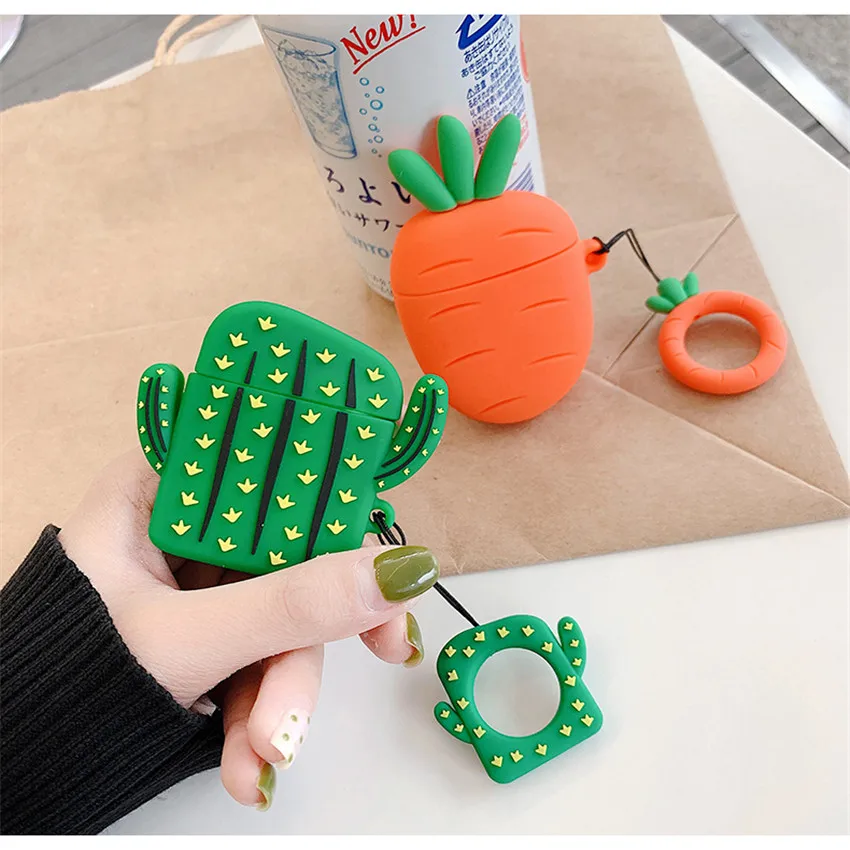 New 3D Cute Cactus Carrot Silicone Case For Apple Airpods Cover Case Bluetooth Earphone Protective Cover For Airpods Finger Ring 
New 3D Cute Cactus Carrot Silicone Case For Apple Airpods Cover Case Bluetooth Earphone Protective Cover For Airpods Finger Ring