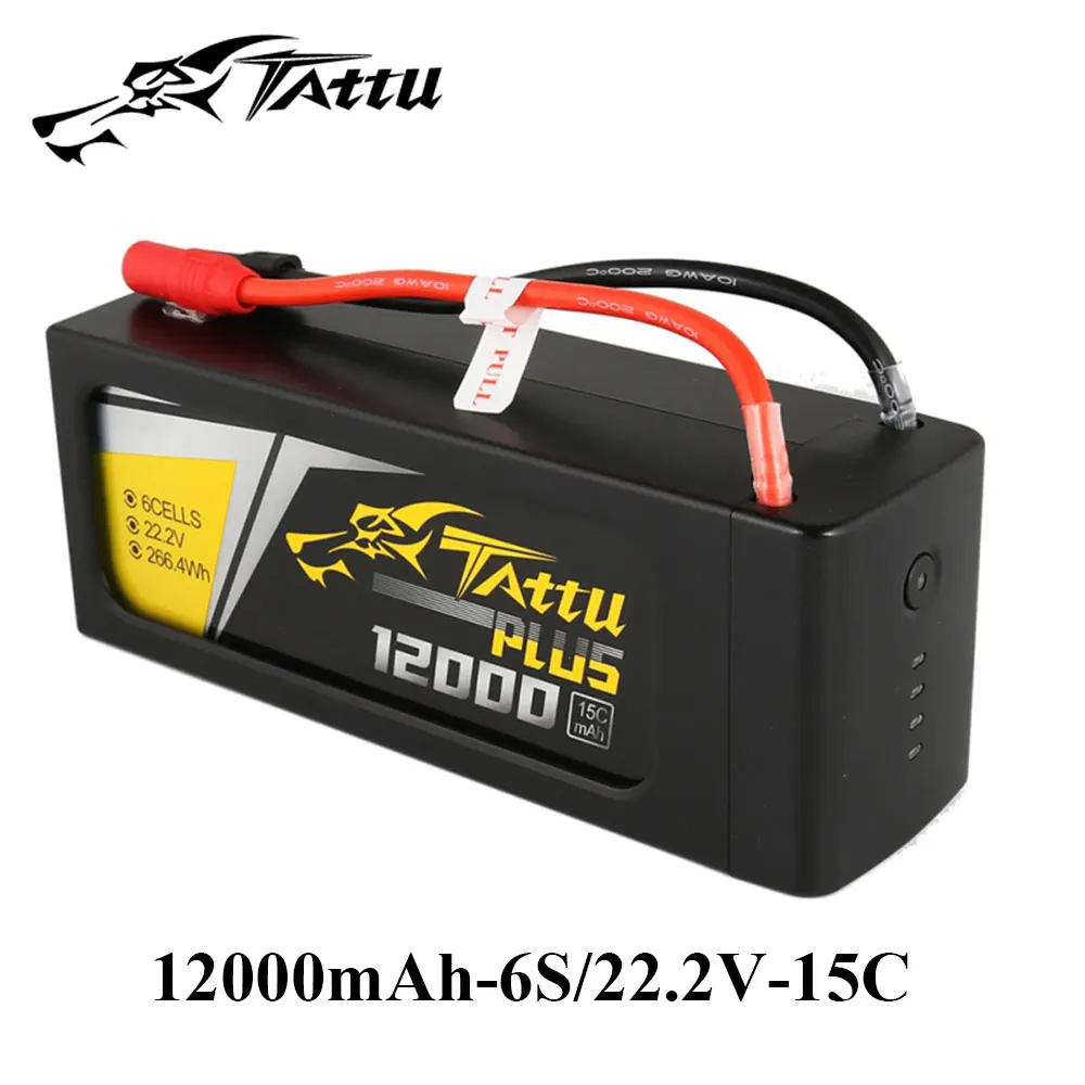 TATTU 12000mAh Lipo Battery 6S 15C 22.2V 22.8V HV Plus RC Batteries Custom Connector for UAV Drone Fixed Quad
TATTU 12000mAh Lipo Battery 6S 15C 22.2V 22.8V HV Plus RC Batteries Custom Connector for UAV Drone Fixed Quad